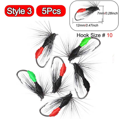 5 Peças Latão Beadhead Pavão Herl Buzzer Fly Isca de Pesca no Gelo Jig Ninfas Larvas para Pesca de Truta Perca Bluegill