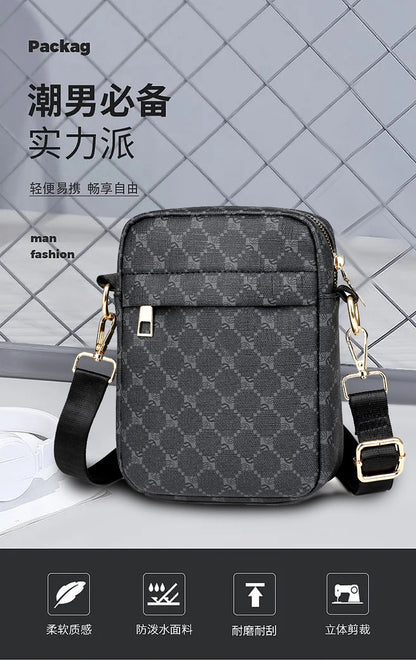 Luxury Designer Men Small Shoulder Bag PU Leather Messenger Crossbody Phone Bag For Men Vintage Style Men Handbag Bag Bolsa Sac
