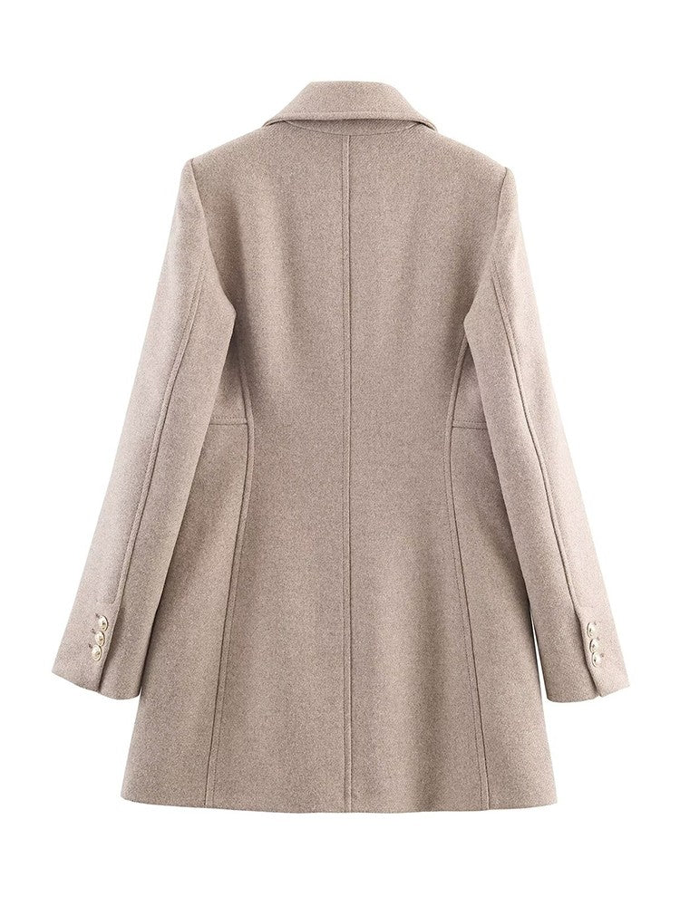 2025 Autumn Winter Women Notched Lapel Double Breasted Overcoat Long Sleeve Elegant High Street Loose Fit Casual Outerwear Jacke