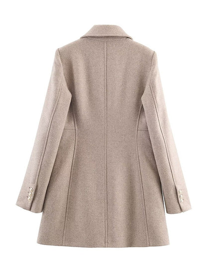 2025 Autumn Winter Women Notched Lapel Double Breasted Overcoat Long Sleeve Elegant High Street Loose Fit Casual Outerwear Jacke