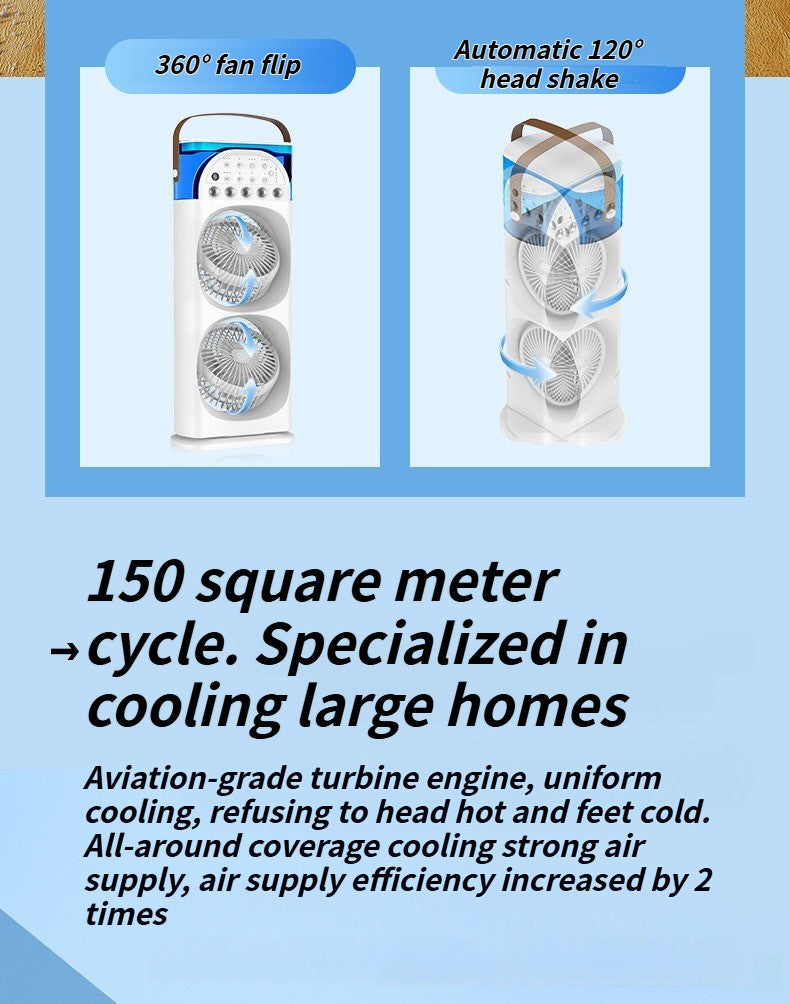 Multi-Function Mist Fan with Oscillating Air Conditioner, Aromatherapy, Colorful Lights & Timer for Home Office Use