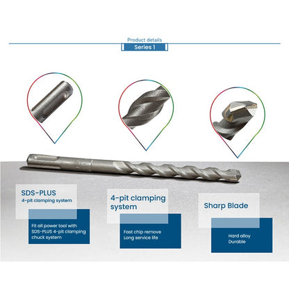 Conjuntos de Brocas Bosch SDS Plus para Martelete para Concreto Diâmetro 6-12mm Cabo Redondo Acessórios para Martelete Perfurador