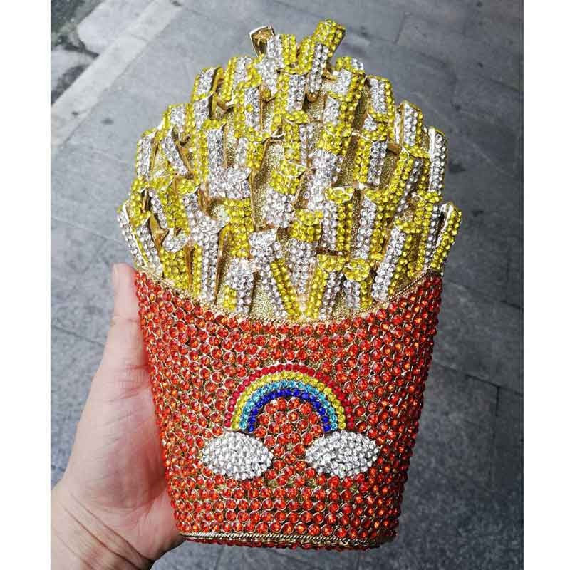 Chips Diamond Women Clutches Bags Lady Evening Clutch Bags Dinner Purse Party Handbag Crystal Evening Pink Yellow Bag SC798