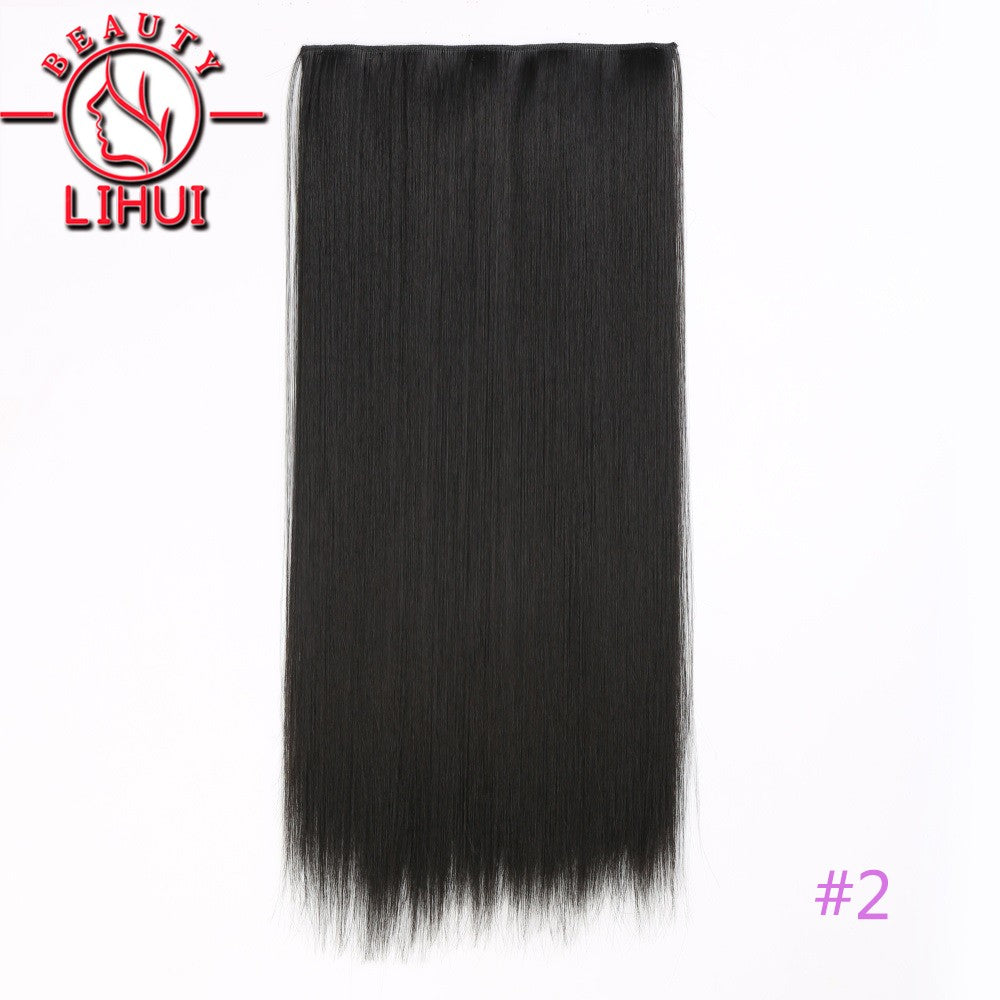 Extensões de cabelo sintéticas com clipe, longas e lisas, com 5 clipes em uma única peça, extensões de cabelo multicoloridas LIHUI