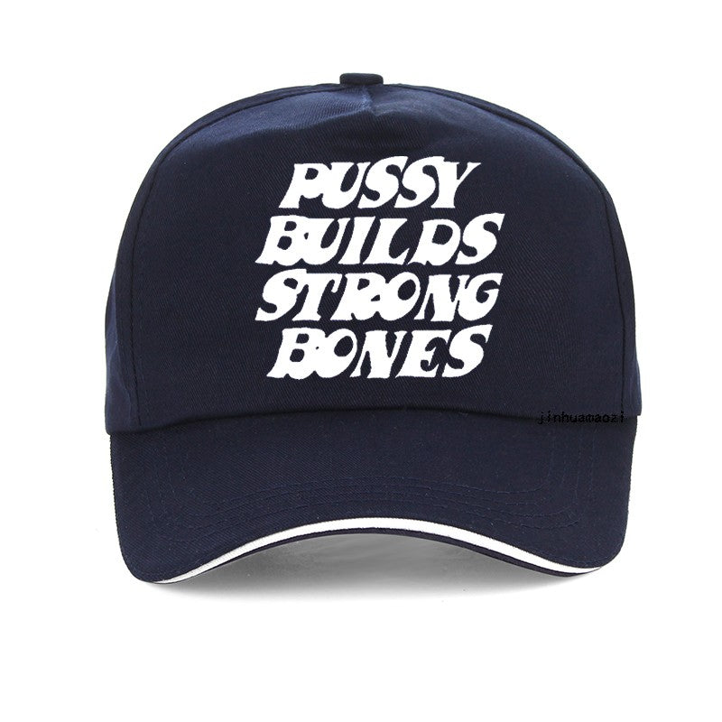 Boné Pussy Builds Strong Bones Boné de beisebol vintage Hip-Hop ajustável para homens e mulheres casual chapéus de sol de verão