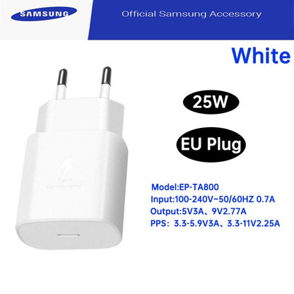 Original Samsung 25W Charger PD Type C Wall Chargeur Galaxi Z Fold 6 5 Z Flip 4 S25 S24 S23 A05s A54 A24 A23 M54 M13 M22 M32 M53