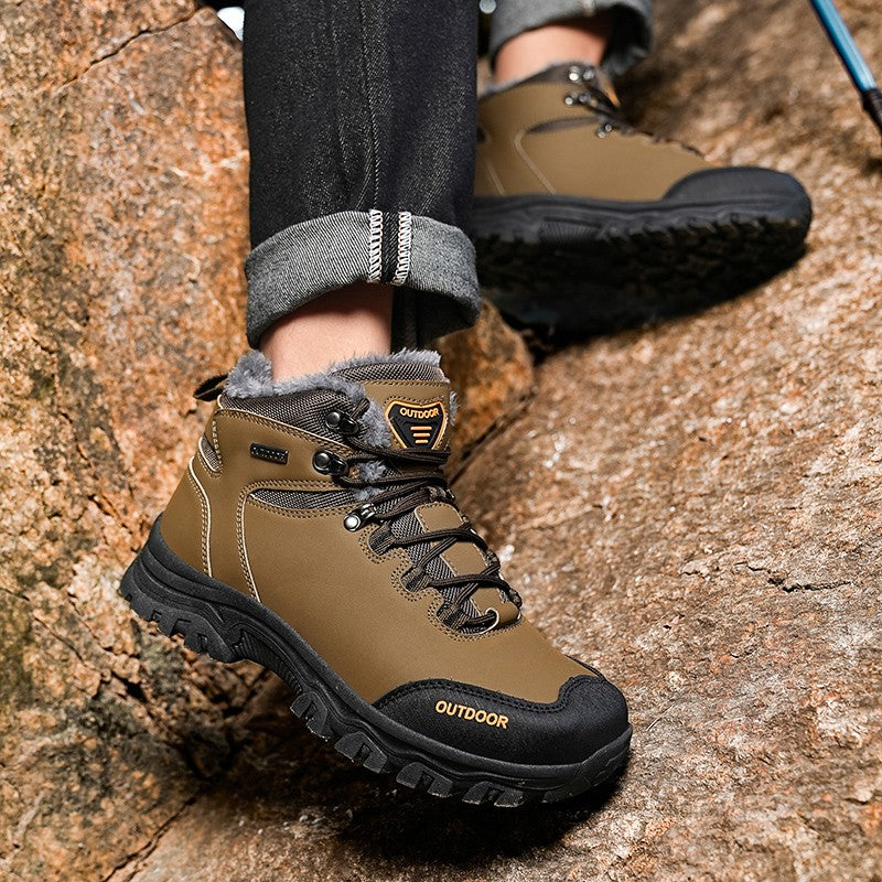 New Men Winter Snow Boots For Waterproof Leather Sneakers Super Warm Men's Boots Outdoor Male Hiking Boots Work Shoes Big Size