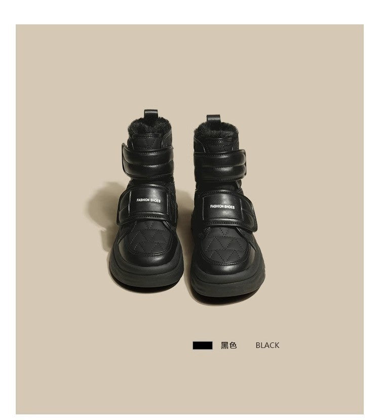 Fur White Boots Women Padded Cotton Shoes Winter Warm Pu Leather Snow Boots Footwear Thick Bottom Plush Short Ankle Boots