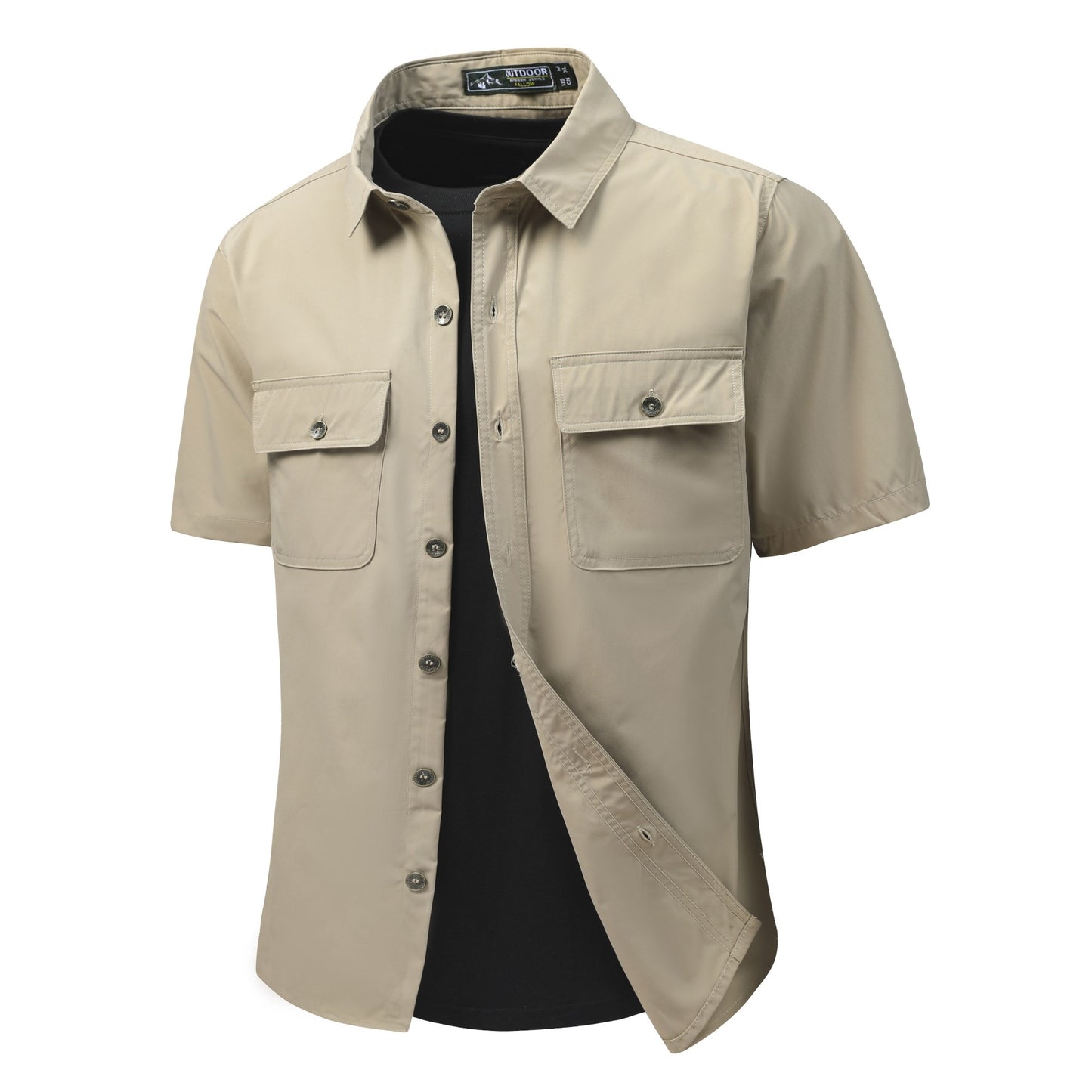 Summer Men Short Sleeve Cargo Breathable Shirt Man Casual Tactic Military Shirts Men Multi Pocket Outdoor Hike Safari Work Shirt