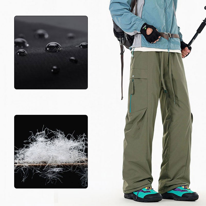 Calças de inverno masculinas para caminhada, impermeáveis, à prova de vento, calças de montanhismo, para manter aquecido, acampamento, trekking, esqui, calças com bolso com zíper