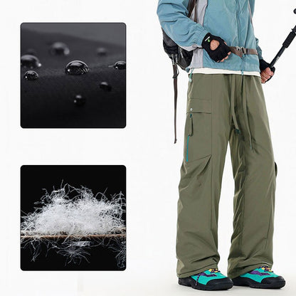 Calças de inverno masculinas para caminhada, impermeáveis, à prova de vento, calças de montanhismo, para manter aquecido, acampamento, trekking, esqui, calças com bolso com zíper