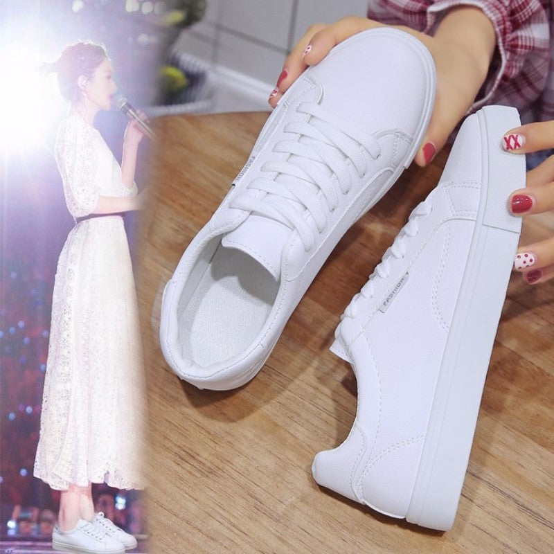 Tênis Feminino Designer Respirável Estudantes Sapatos Esportivos Casuais Sapatos De Couro Pu Brancos Femininos Sapatos Vulcanizados