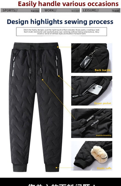 Calça Casual com Cordão Elástico na Cintura Moletom Esportivo Calça Folgada de Inverno Masculina Roupas Masculinas Quentes à Prova de Vento Y2k?