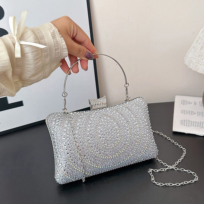 Luxury Women's Evening Bag Sparkling Rhinestone Handbag Fashion Chain Crossbody Bag Elegant Wedding Dress Party Banquet Clutch