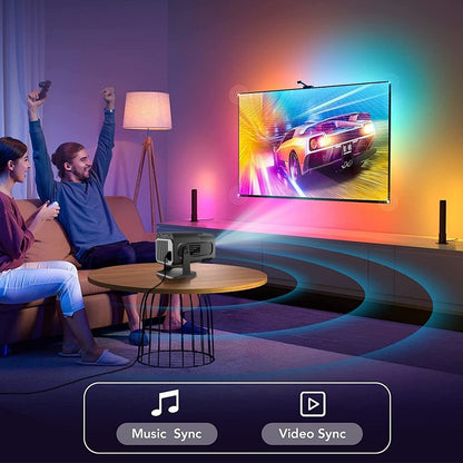 Projetor inteligente HY320 LYNCAST WiFi duplo 6 400 ANSI BT5.0 correção automática 1920 1080P Full HD 4K vídeo doméstico ao ar livre mini projetor
