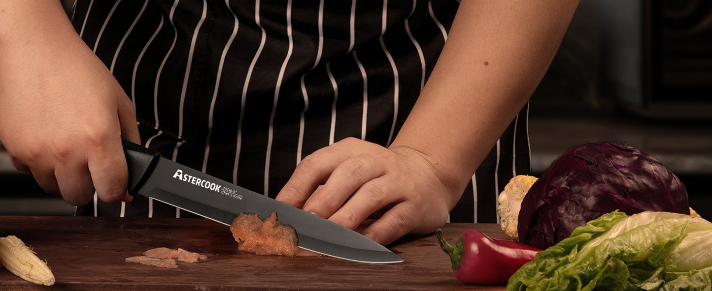 Conjunto de Facas de Cozinha Astercook com Bloco Amolador Embutido, Próprio para Lava-Louças, Conjunto de Bloco de Facas de Aço Inoxidável Alemão de 15 Peças