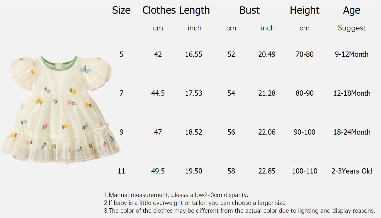 Summer Flower Embroidered Chiffon Dress for Baby Girl Birthday Dress High Quality Kids Clothes Send Big Bow