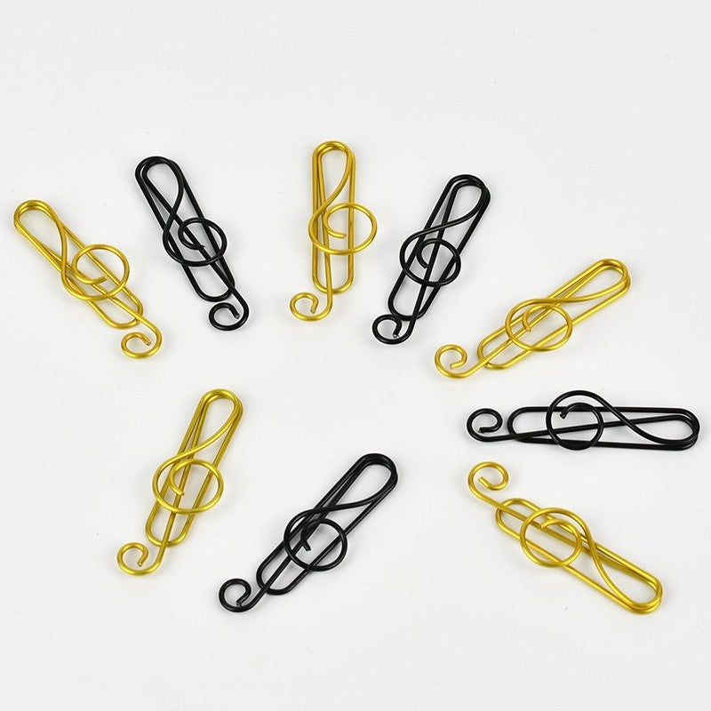 Metal Creative Music Note Shaped Creative File Clamp Paper Clips Bookmark Holder Paper Decorative Clip for Office School Home