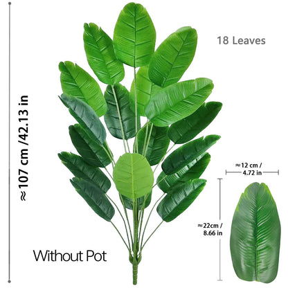 67-112cm Large Artificial Plants Bird of Paradise Tree Tropical Fake Banana Leaves Plastic Palm Plants for Home Garden Decor