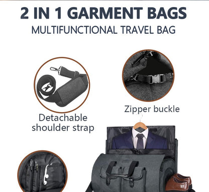 2025 New Men Waterproof Weekend Travel Work Large Capacity Multifunctional Hand Luggage Storage Two-in-One Convertible Suit Bag