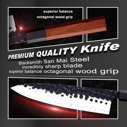 Amber 1-5pcs Kitchen Knives Set 3 Layers AUS-10 Steel Chef Knife Professional Japanese Knife Cooking African Mkuruti Handle