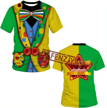 Party Carnival Birthday Short Sleeve Novelty Tee Halloween Cosplay Gothic Men/women T-Shirts Halloween Horror Clown Costume Tops