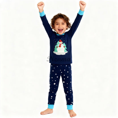 100 Cotton Girls Christmas Pajamas Sets Kids Pyjamas Penguin Snowman Pijama Xmas Homewear Baby Sleepwear Children Nightwear Pjs