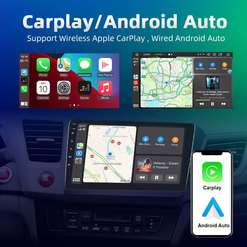 Podofo 2 Din Android Car Radio Multimidia Video Player For Honda CRV 2002-2006 GPS Navigation 2din Carplay Auto Stereo No DVD