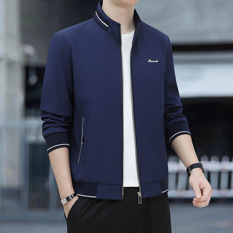 Spring Autumn New Men Lapel Jacket Coats Fashion Fabric Comfortable Breathable Sweat Absorption Comfortable Slim Version Coats