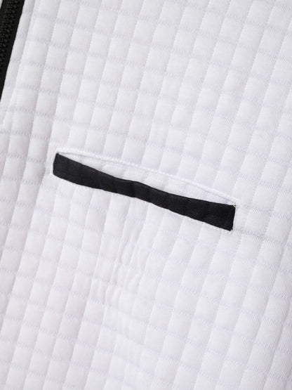 New spring and autumn men's checkerboard checkered POLO shirt zip-up collar sports polo shirt