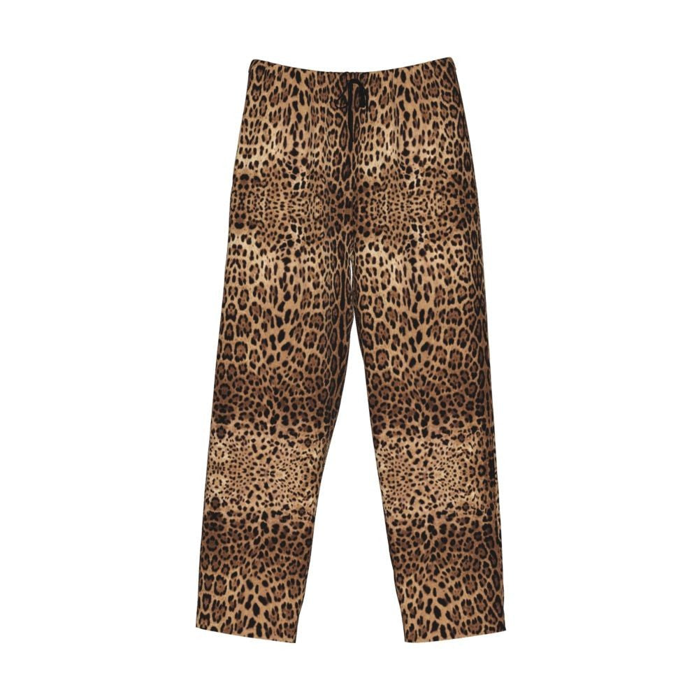 Custom Leopard Print Pajama Pants Men's Animal Skin Sleepwear Lounge Sleep Bottoms Stretch with Pockets