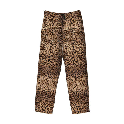 Custom Leopard Print Pajama Pants Men's Animal Skin Sleepwear Lounge Sleep Bottoms Stretch with Pockets