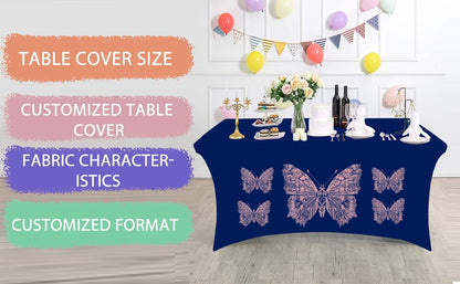Hot Selling 6ft Trade Show Polyester Tablecloths Waterproof Fitted Stretch Spandex Table Cover Custom Printed Logo for Banquets