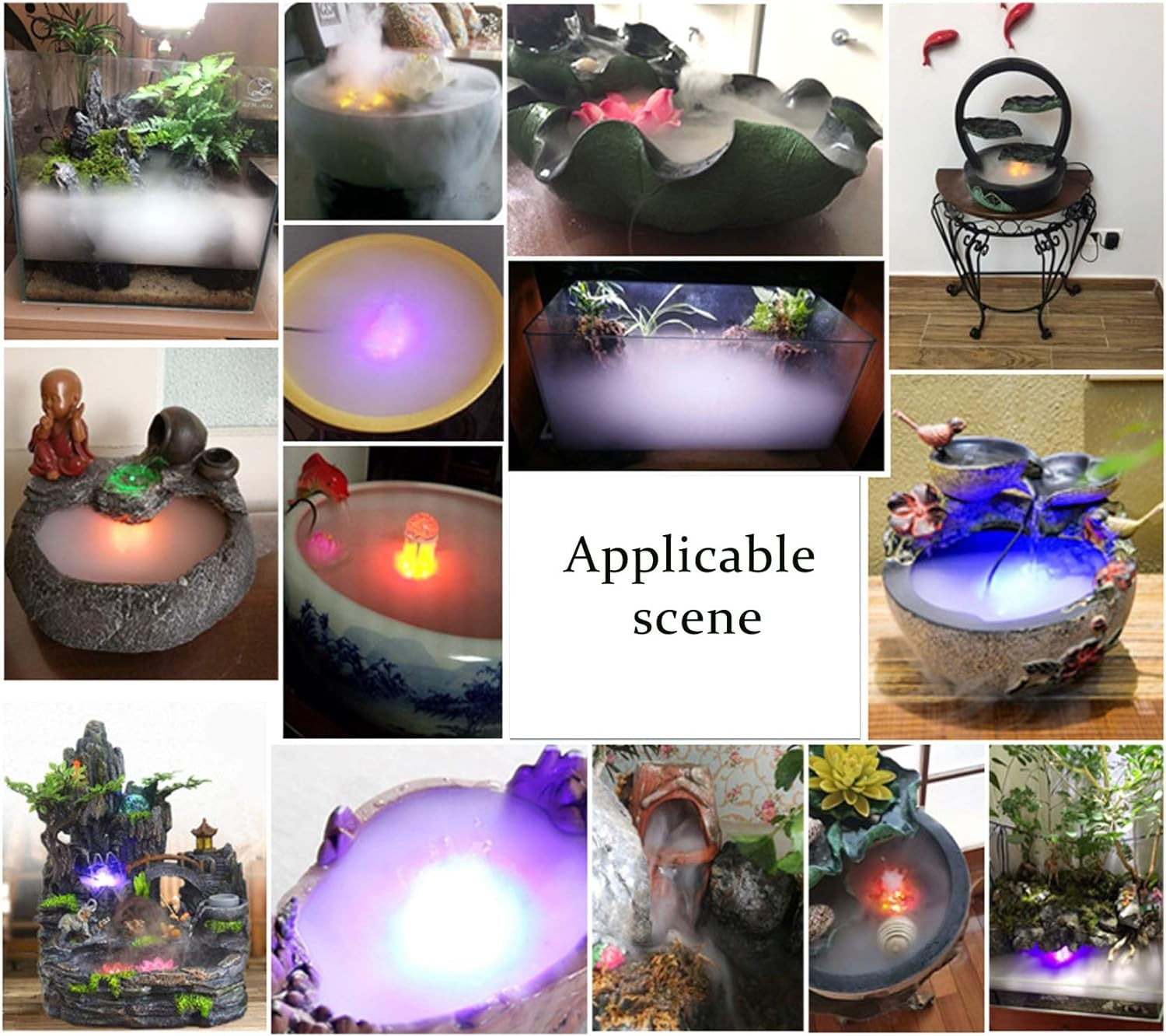 Ultrasonic Mist Maker Fogger Halloween Atomizer LED Pumpkin Light Water Fountain Pond Fog Machine for Halloween Party Decoration