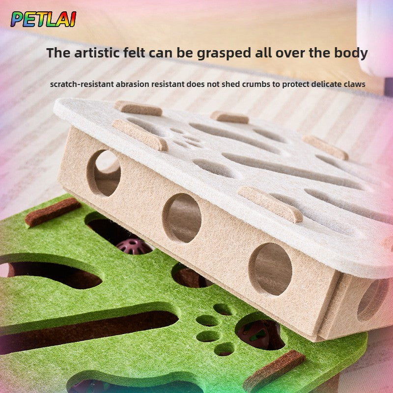 Bolas com sino para gato Cave buraco caixa divertida de feltro com labirinto interativo para gatos Ferramenta autoexcitável para gatinhos quebra-cabeça para provocar o gato