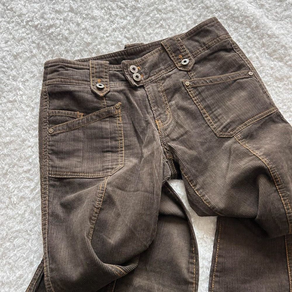 Y2K Brown Flared Jeans Womens Clothing Goth Retro Multi Pockets Low Rise Denim Trousers Harajuku Hot Girl Sexy Slim Jean Pants