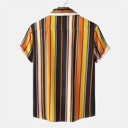 Summer Men Stripe Casual Shirts Hawaiian Beachwear Streetwear Fashion 3d Print Short Sleeve Holiday Imported Clothing Floral