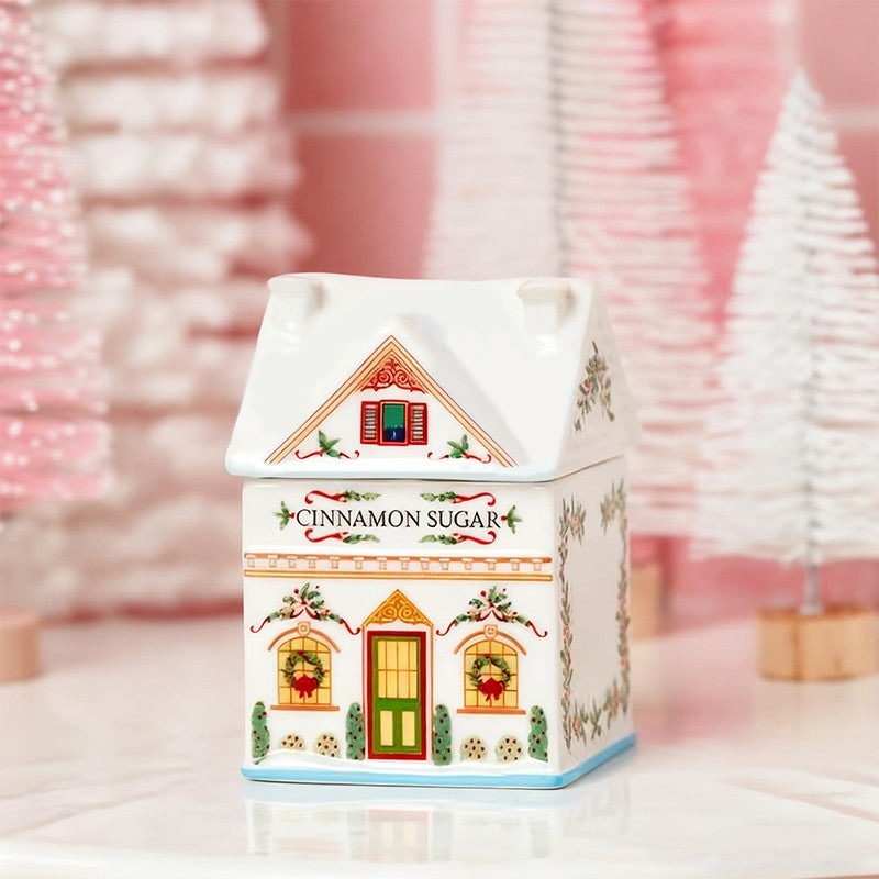 ?1PCS Holiday Village Spice House Set, Mini Christmas Gingerbread Houses Jars, Kitchen Countertop Festive Decor, New Year Gifts