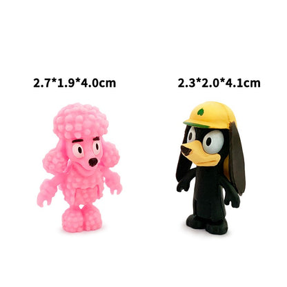 Bluey e Bingo Série Família Anime Modelo de Bonecos de Ação Desenhos Animados Mini Bonecos de PVC Enfeites Presente de Brinquedos de Decoração de Aniversário Infantil