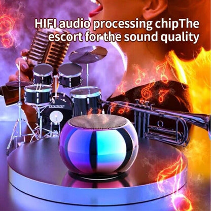 Caixa de som Bluetooth sem fio portátil pequena de metal com subwoofer estéreo e som surround, mini caixa de som Bluetooth externa