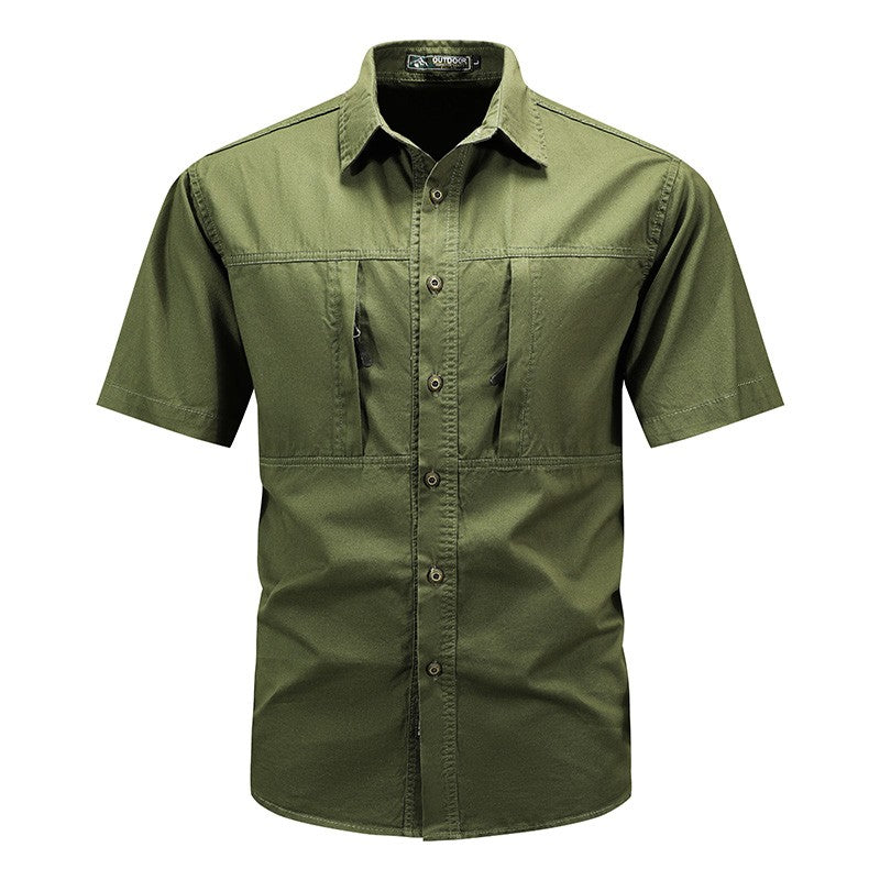 Summer Men Short Sleeve Cargo Breathable Shirt Men Casual Tactic Military Polo Shirt Men Outdoor Camp Hike Safari Work Shirt Top