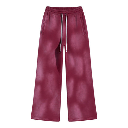 Autumn and winter 2024 new splash ink white spray-dyed loose plus velvet joggers