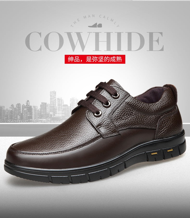 Sapatos Masculinos de Couro Feitos à Mão, Sapatos Sociais Casuais e de Negócios Minimalistas, Modernos, com Cadarço, para Pais de Meia-Idade