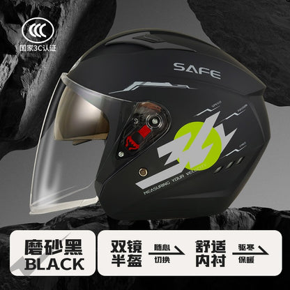 Capacete de 58-62cm para Moto de Inverno Térmico, Carro Elétrico, Feminino e Masculino, Com Lente Dupla e Uso nas Quatro Estações