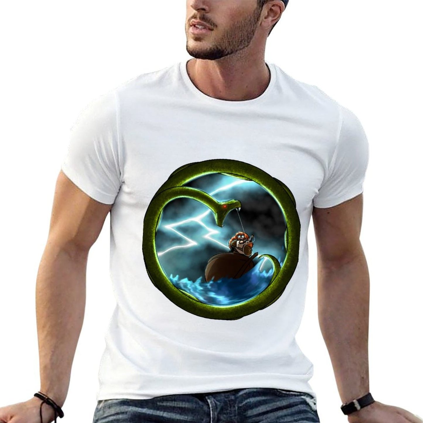 Thor vs Jormungandr T-Shirt t shirt man plain man t shirt heavy cotton T-Shirt