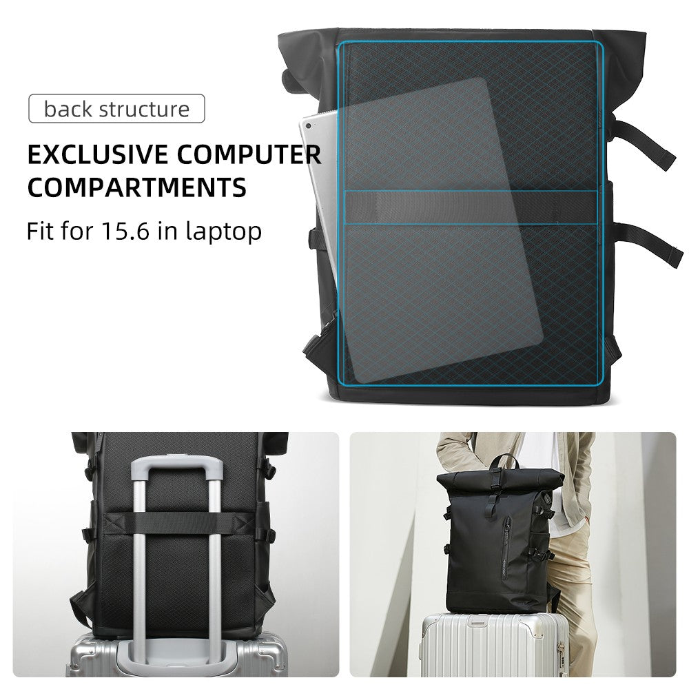 Mochila de Viagem Expansível HK Masculina Grande Capacidade À Prova D'Água Bolsa para Laptop de 15,6" Mochila de Caminhada Ciclismo com Porta USB