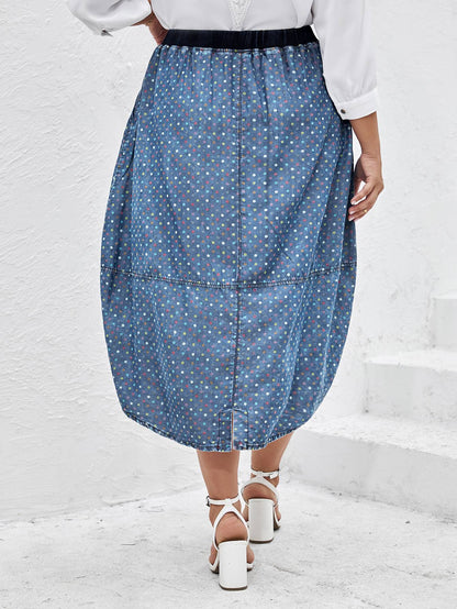 Women Plus Size Woven Spring And Autumn Denim Skirt
