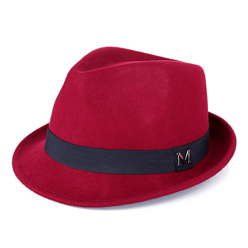 Men Winter Thick Warm Felt Fedora Hats Wool Gentleman Jazz Cap Homburg Male Classical Narrow Brim Top Hat
