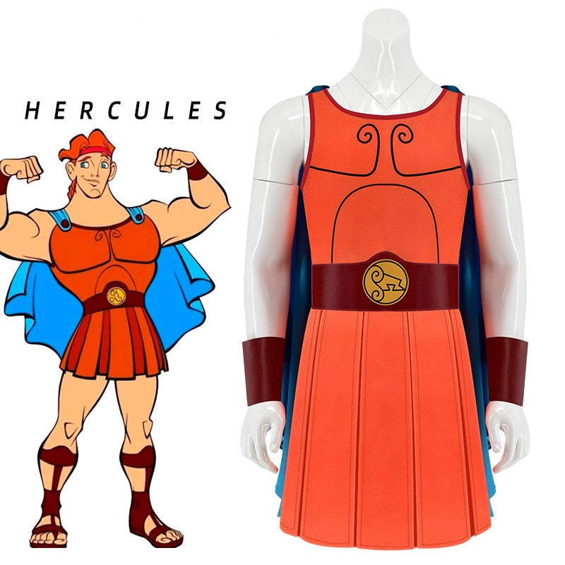 Movie Hercules Cosplay Costume for Adult Kids Man Boys Top Cloak Belt Men Halloween Carnival Party Male Role Play Outfit Suit