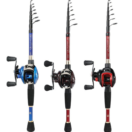 Sougayilang 1.8-2.4m Fibra de Carbono Vara de Pesca Telescópica e Molinete Combo de Alta Qualidade Vara de Pesca de Arremesso 18+1BB Conjunto de Pesca com Molinete